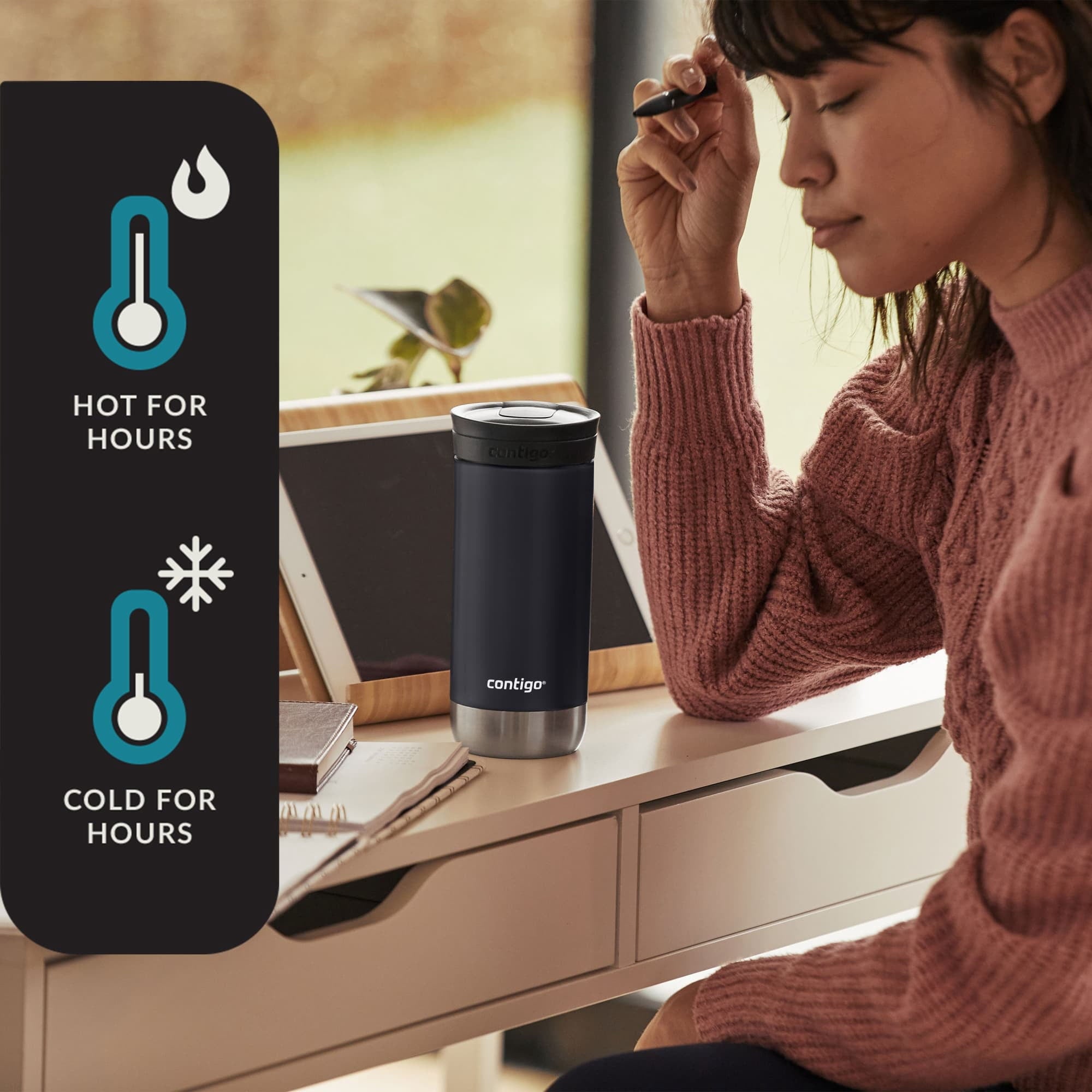 Contigo 16 oz. Huron 2.0 SnapSeal Stainless Steel Travel Mug - Licorice M01J