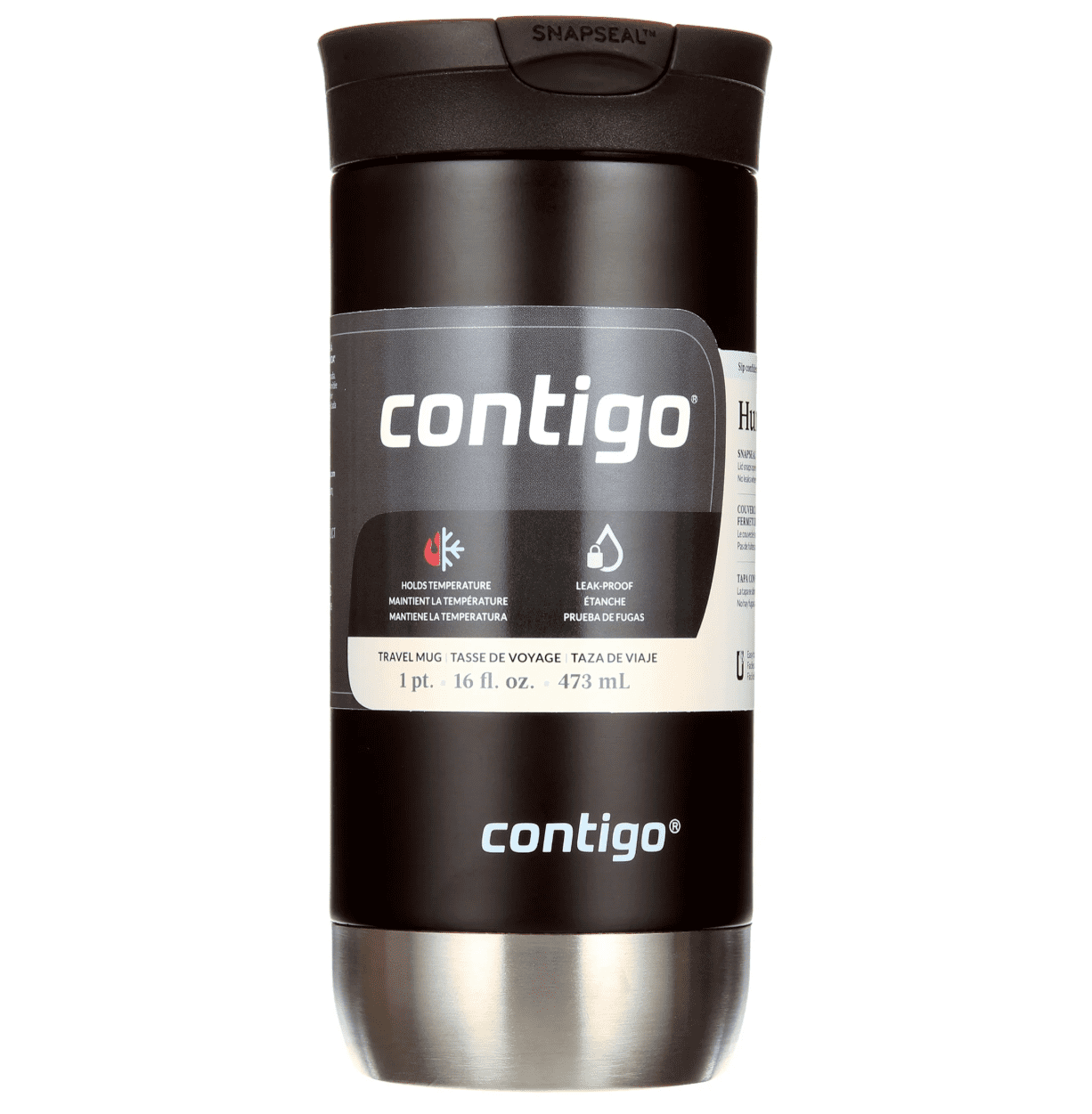 Contigo 16 oz. Huron 2.0 SnapSeal Stainless Steel Travel Mug - Licorice M01J