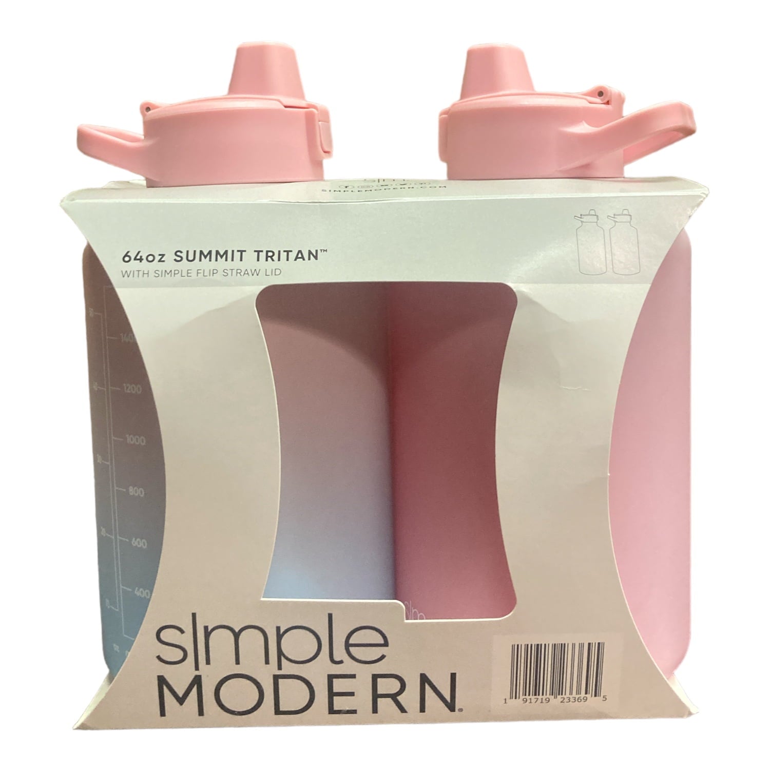 Simple Modern 64-oz Tritan Plastic Summit With Simple Flip Straw Lid 2 Pack (Sweet Taffy and Blush) M421X