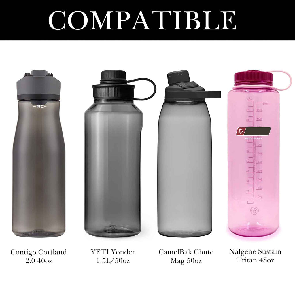 Linkidea Sports Water Bottle Carrier with Strap Compatible with Nalgene Sustain Tritan 48oz, CamelBak Chute Mag 50oz, Thick Waterbottle Cooler Bag Holder Shoulder Strap, Black M216U