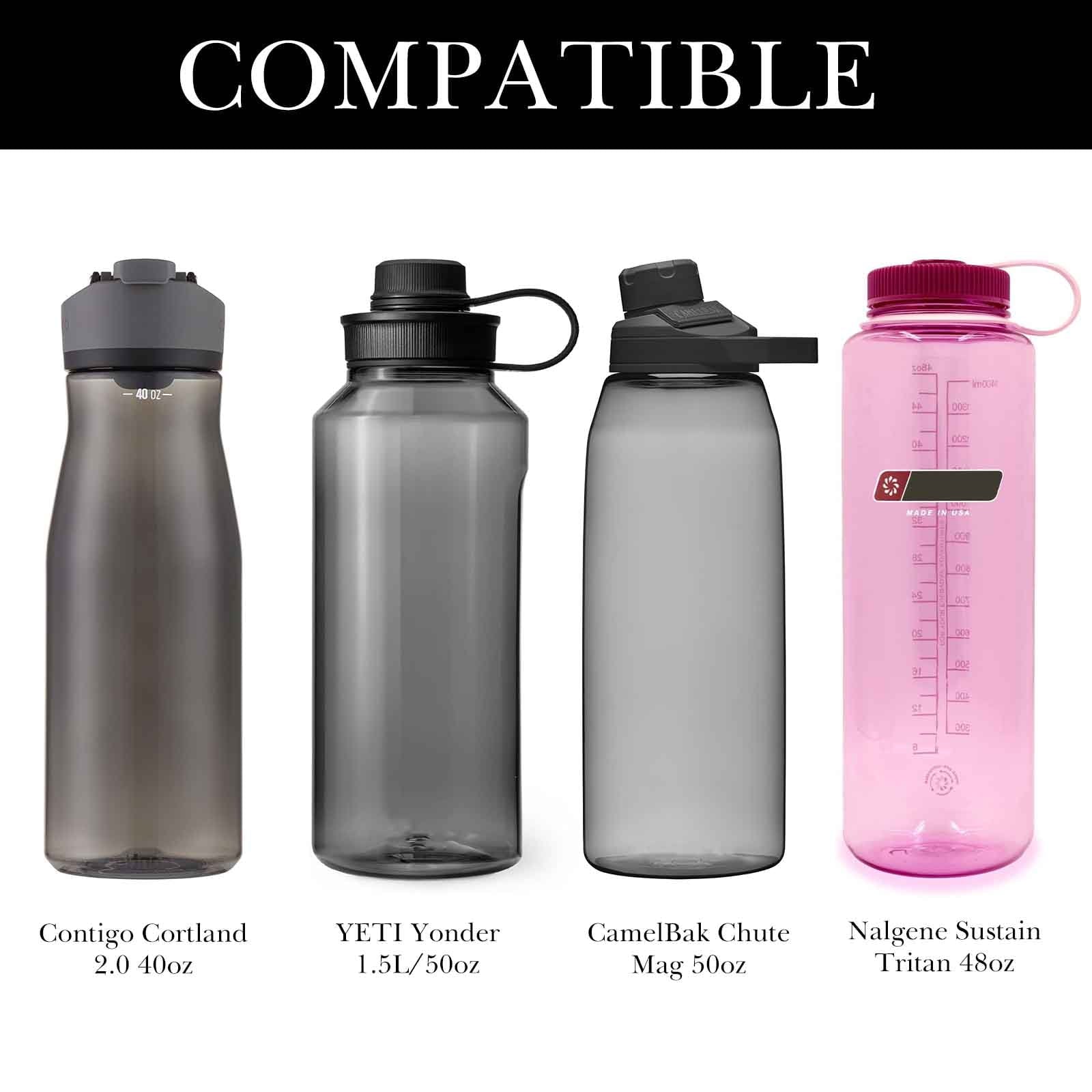 Linkidea Sports Water Bottle Carrier with Strap Compatible with Nalgene Sustain Tritan 48oz, CamelBak Chute Mag 50oz, Thick Waterbottle Cooler Bag Holder Shoulder Strap, Black M216U