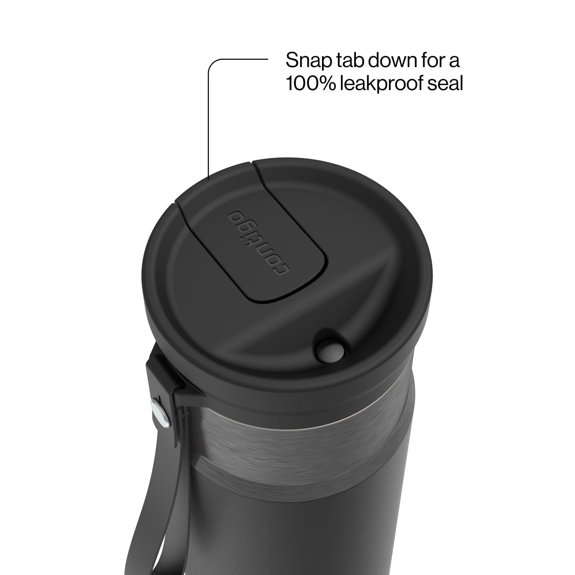 Contigo SnapSeal Leakproof Stainless Steel Reusable Water Bottle with Carrying Strap, Dark Blue/Bronze, 24 oz M24L