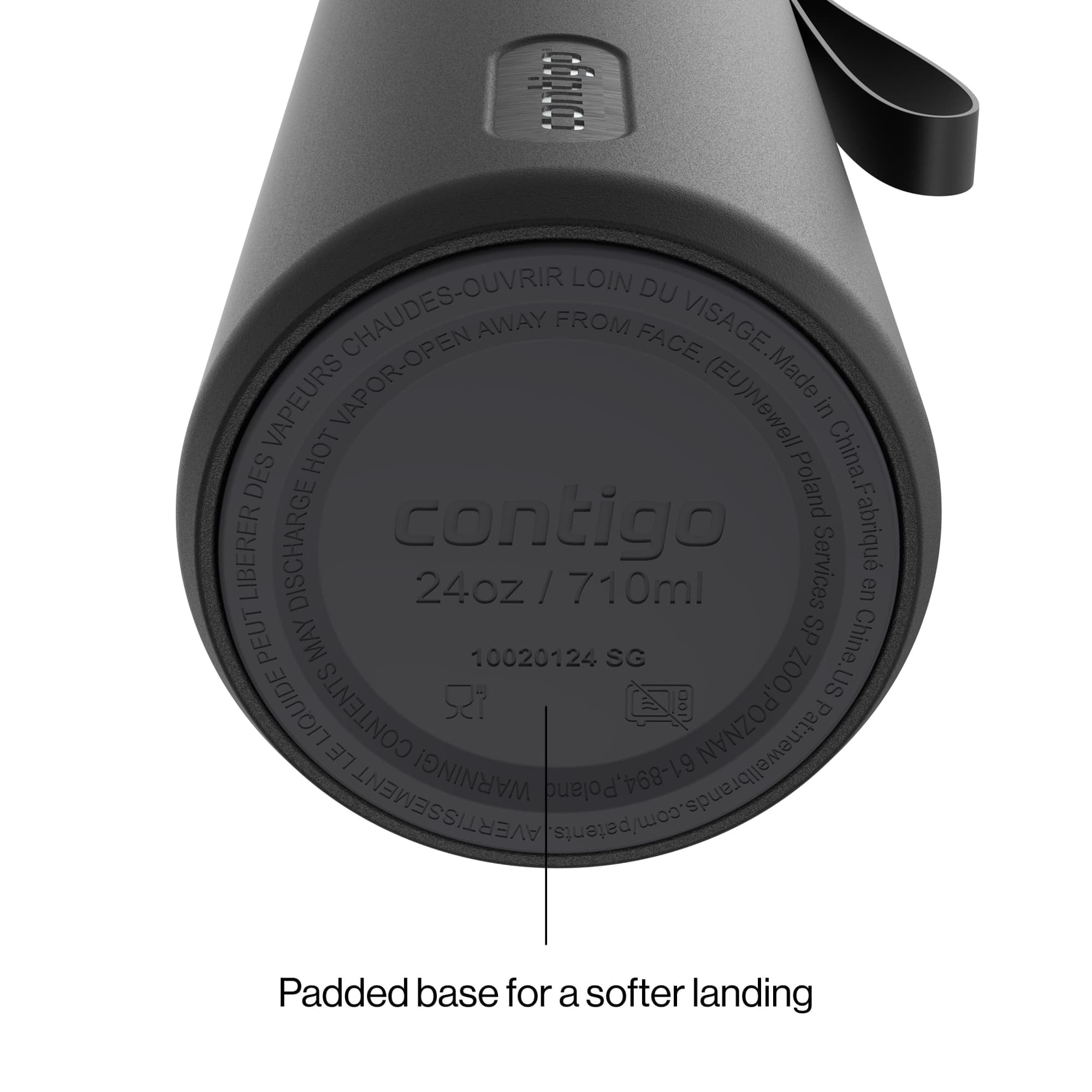 Contigo SnapSeal Leakproof Stainless Steel Reusable Water Bottle with Carrying Strap, Dark Blue/Bronze, 24 oz M24L