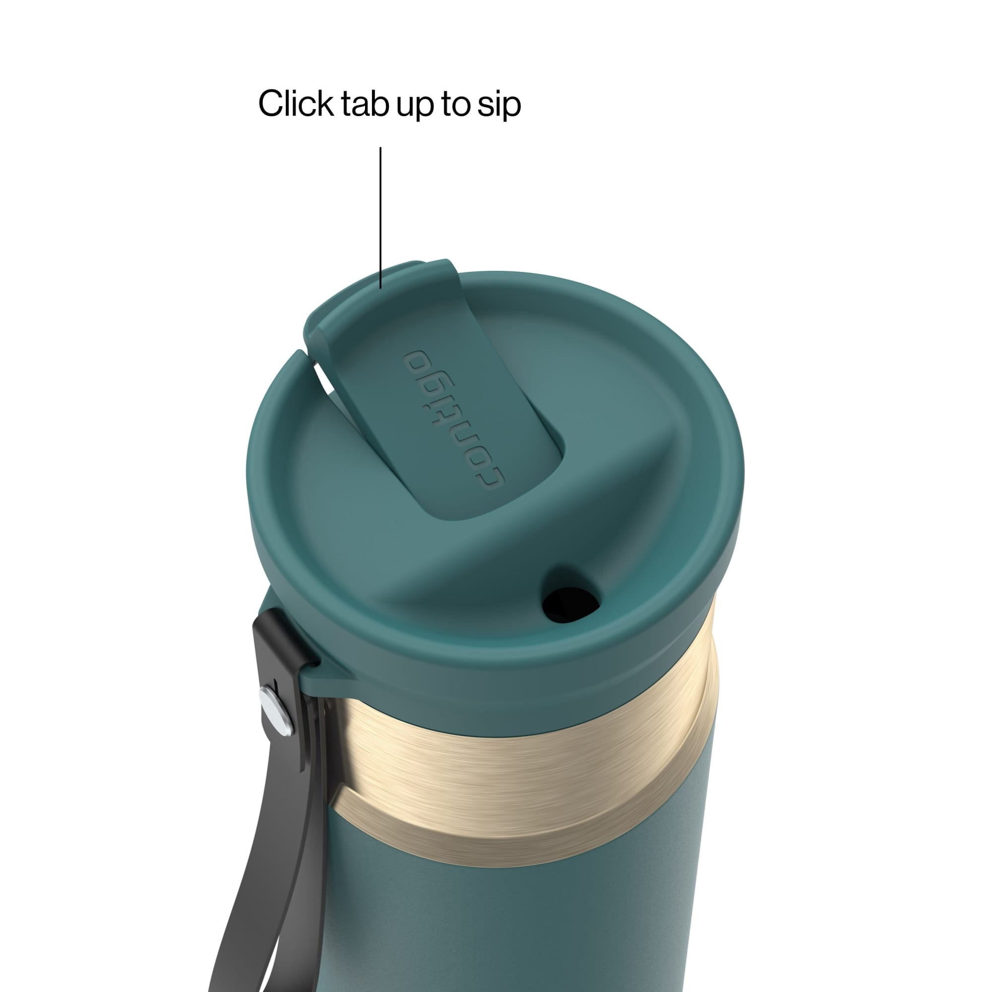 Contigo SnapSeal Leakproof Stainless Steel Reusable Water Bottle with Carrying Strap, Dark Blue/Bronze, 24 oz M24L
