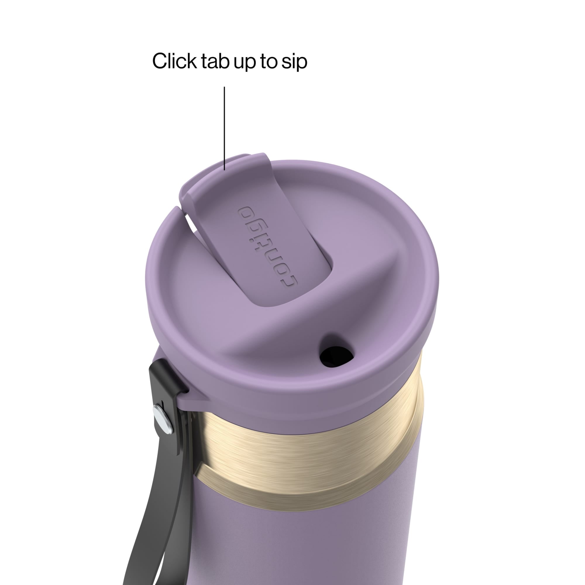 Contigo SnapSeal Leakproof Stainless Steel Reusable Water Bottle with Carrying Strap, Dark Blue/Bronze, 24 oz M24L