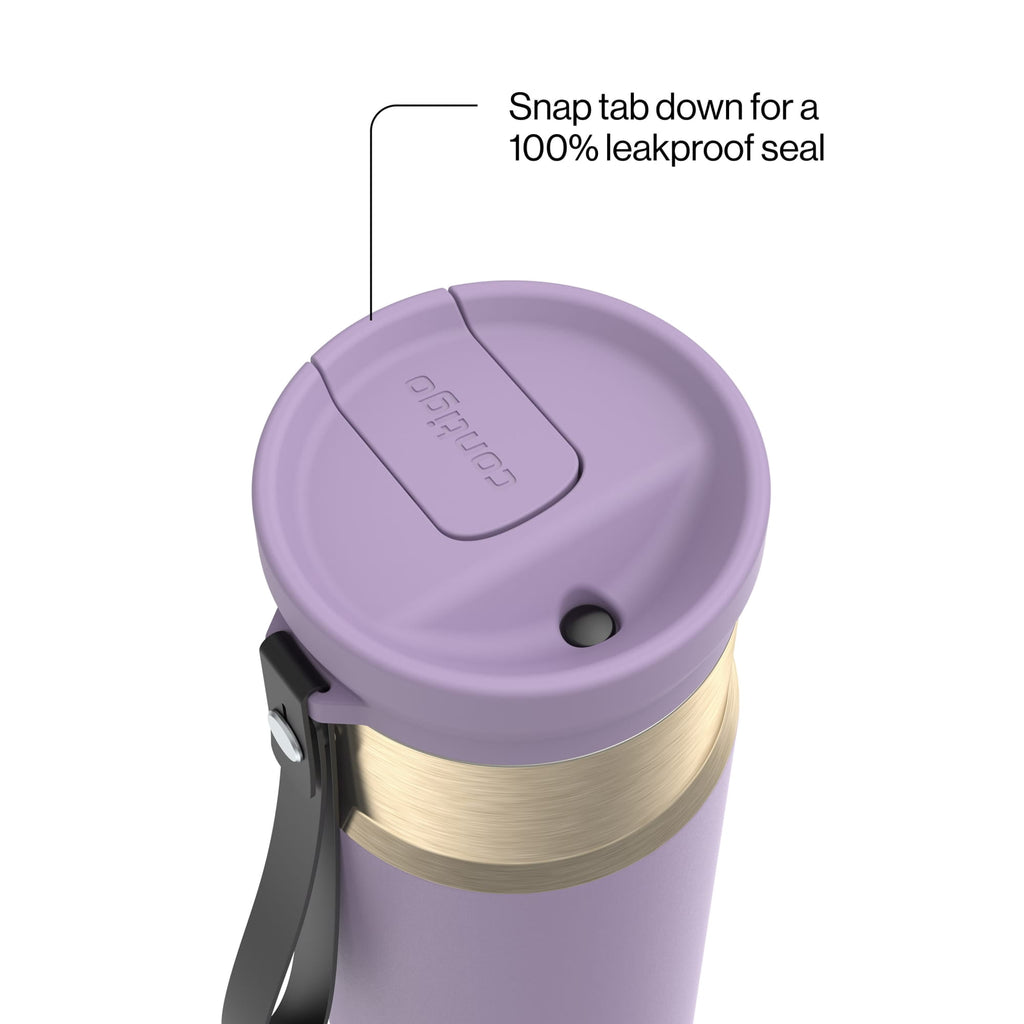 Contigo SnapSeal Leakproof Stainless Steel Reusable Water Bottle with Carrying Strap, Dark Blue/Bronze, 24 oz M24L