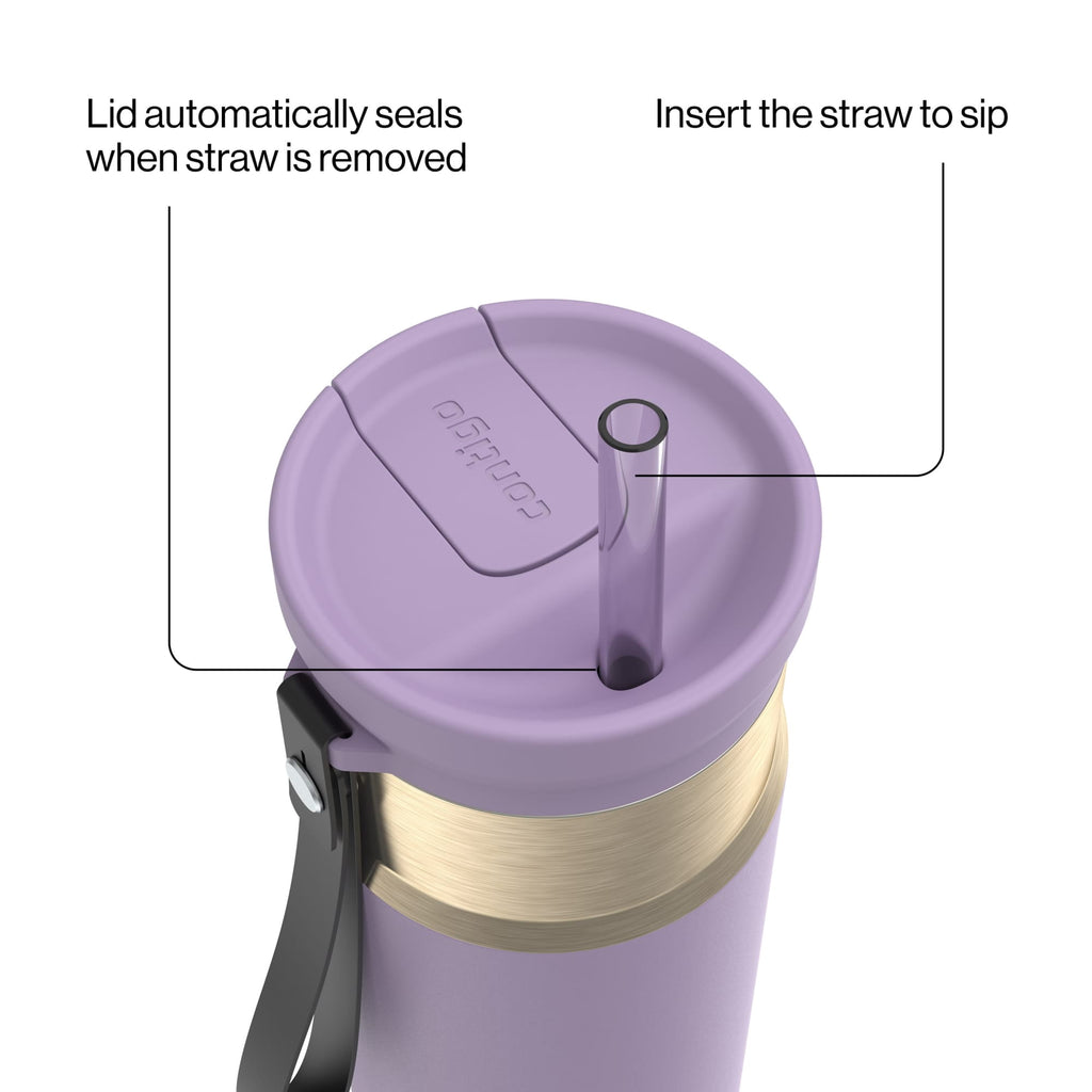 Contigo SnapSeal Leakproof Stainless Steel Reusable Water Bottle with Carrying Strap, Dark Blue/Bronze, 24 oz M24L