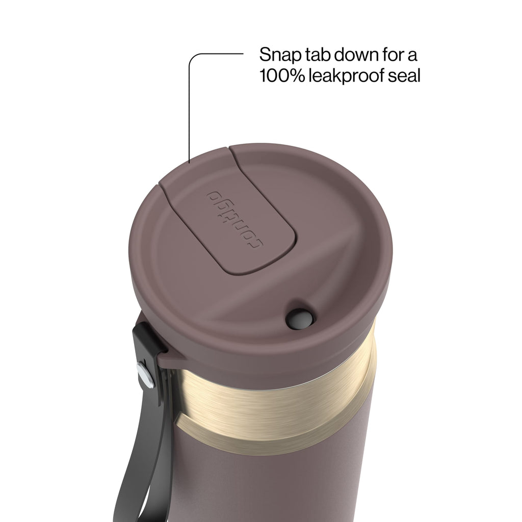 Contigo SnapSeal Leakproof Stainless Steel Reusable Water Bottle with Carrying Strap, Dark Blue/Bronze, 24 oz M24L