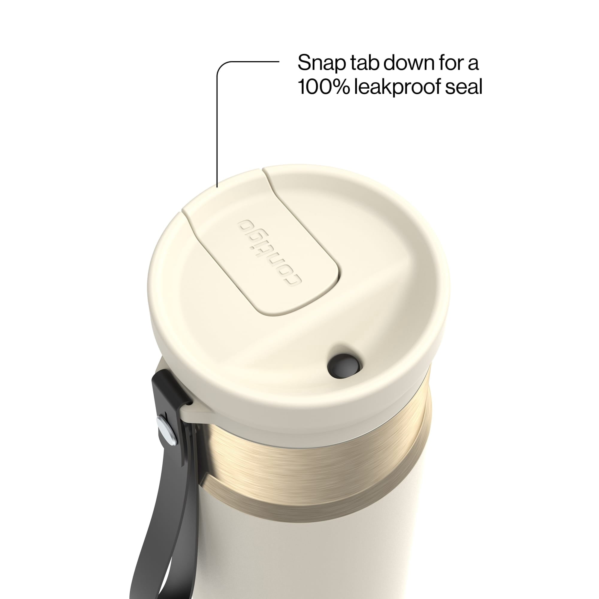 Contigo SnapSeal Leakproof Stainless Steel Reusable Water Bottle with Carrying Strap, Dark Blue/Bronze, 24 oz M24L