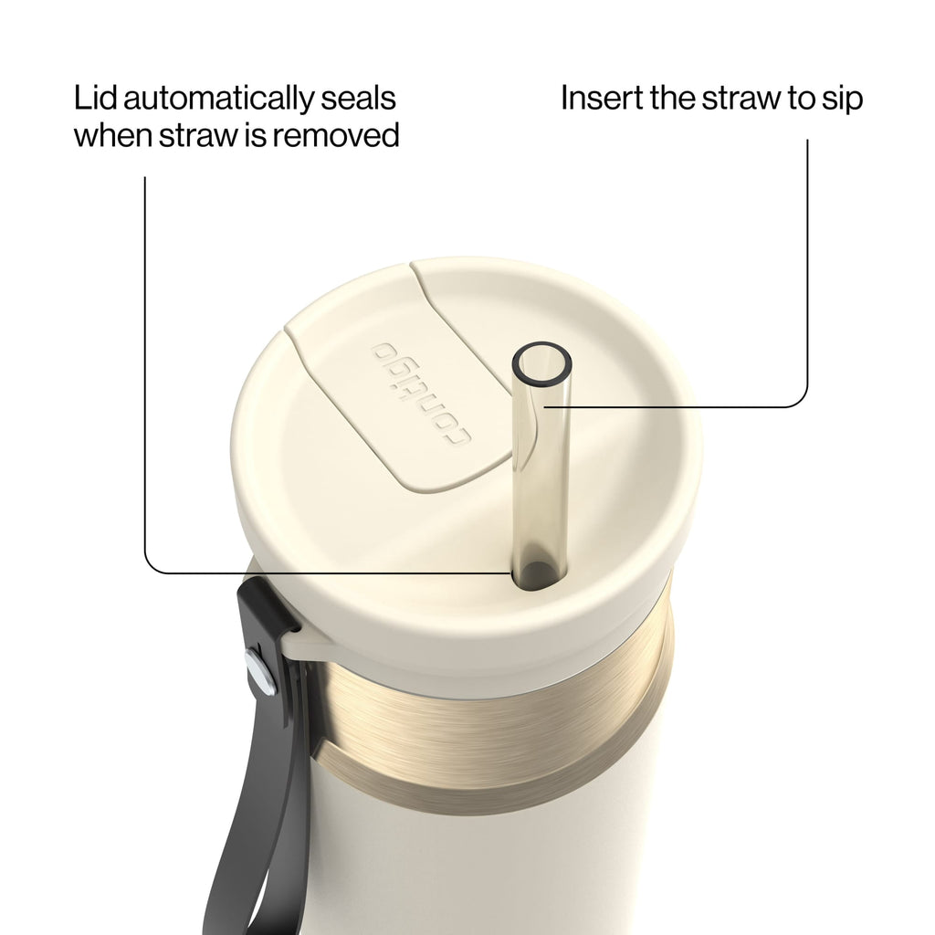 Contigo SnapSeal Leakproof Stainless Steel Reusable Water Bottle with Carrying Strap, Dark Blue/Bronze, 24 oz M24L