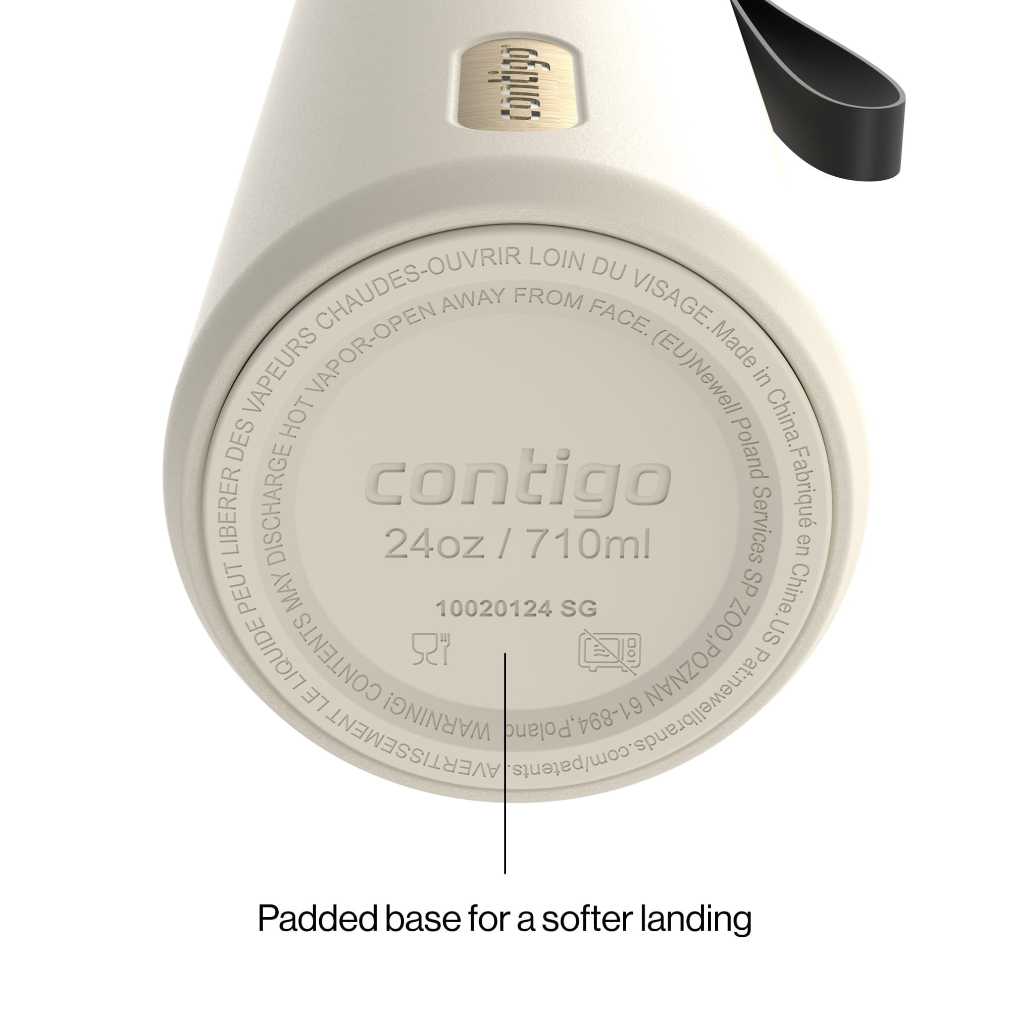 Contigo SnapSeal Leakproof Stainless Steel Reusable Water Bottle with Carrying Strap, Dark Blue/Bronze, 24 oz M24L