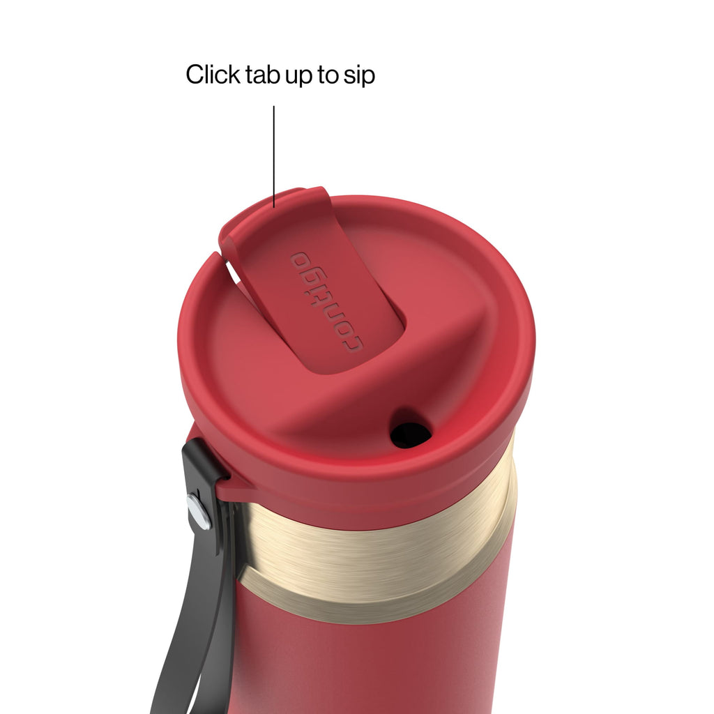 Contigo SnapSeal Leakproof Stainless Steel Reusable Water Bottle with Carrying Strap, Dark Blue/Bronze, 24 oz M24L