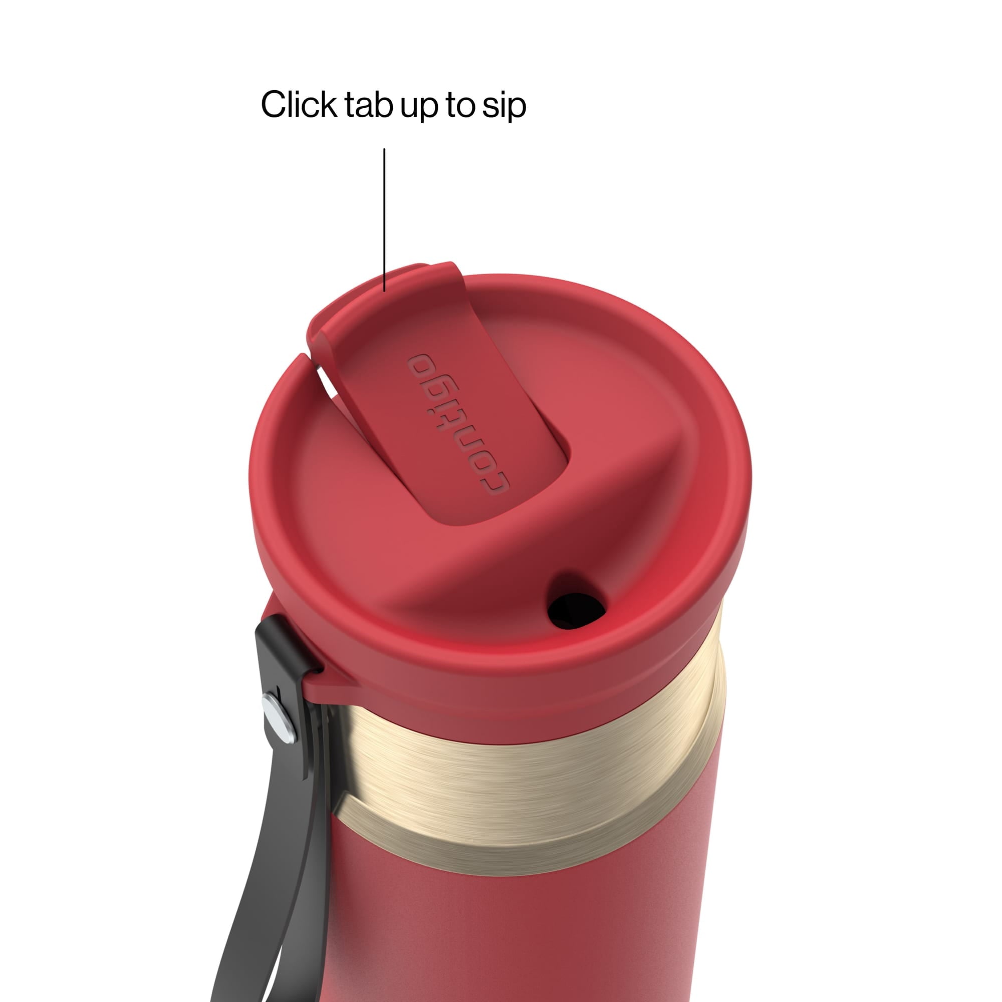 Contigo SnapSeal Leakproof Stainless Steel Reusable Water Bottle with Carrying Strap, Dark Blue/Bronze, 24 oz M24L