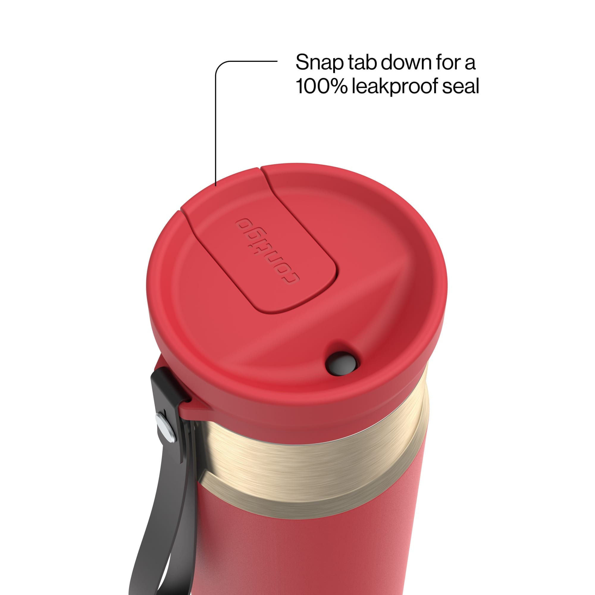 Contigo SnapSeal Leakproof Stainless Steel Reusable Water Bottle with Carrying Strap, Dark Blue/Bronze, 24 oz M24L