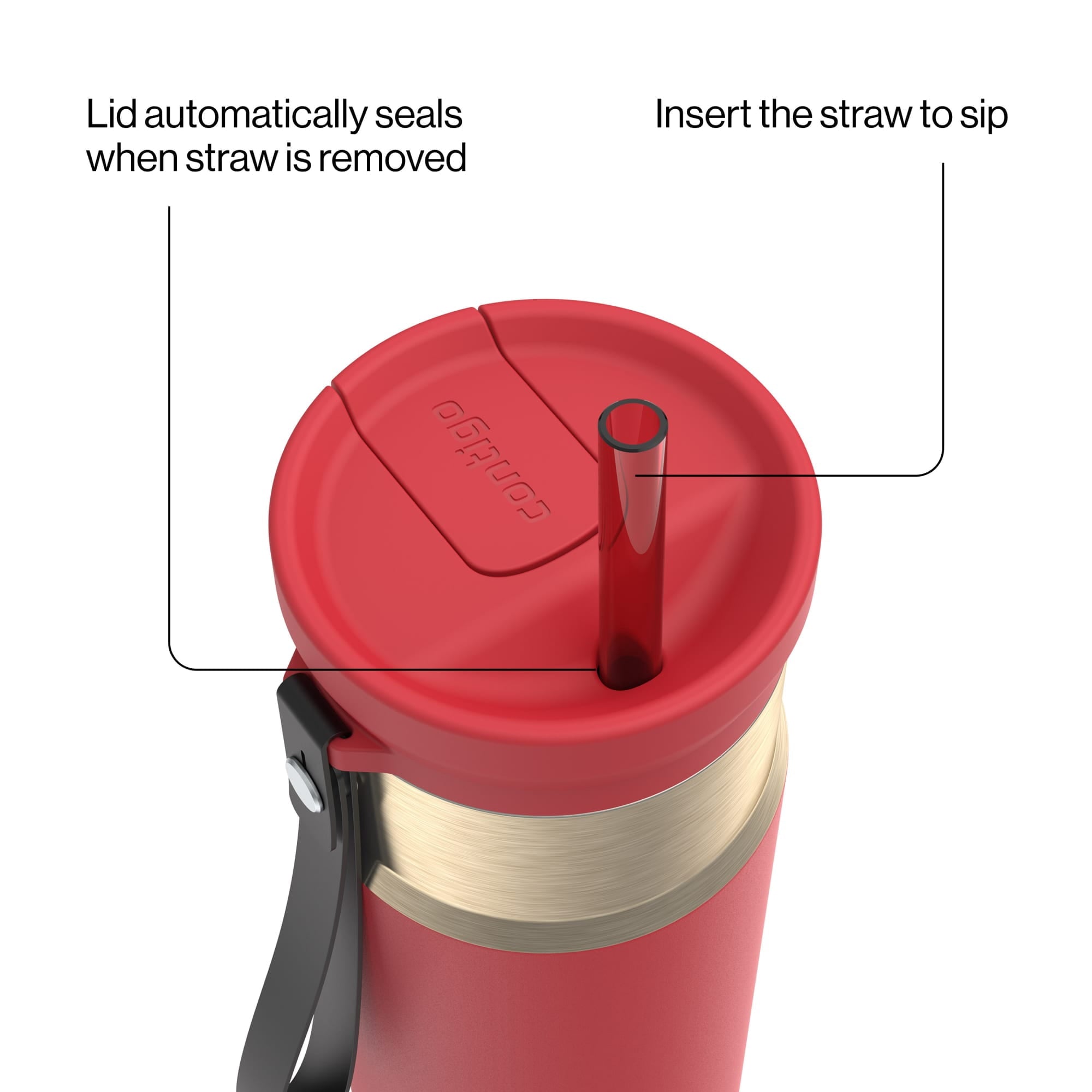 Contigo SnapSeal Leakproof Stainless Steel Reusable Water Bottle with Carrying Strap, Dark Blue/Bronze, 24 oz M24L