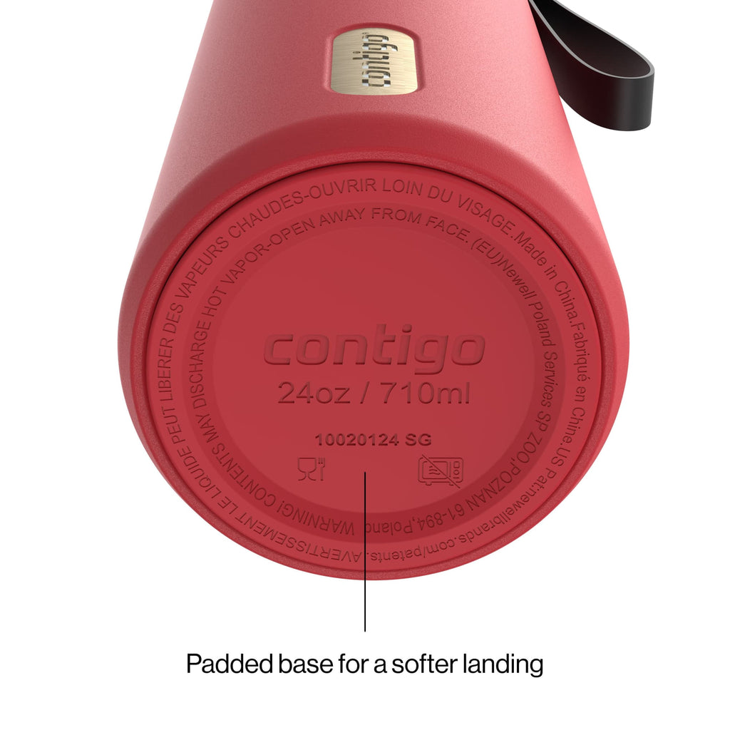 Contigo SnapSeal Leakproof Stainless Steel Reusable Water Bottle with Carrying Strap, Dark Blue/Bronze, 24 oz M24L