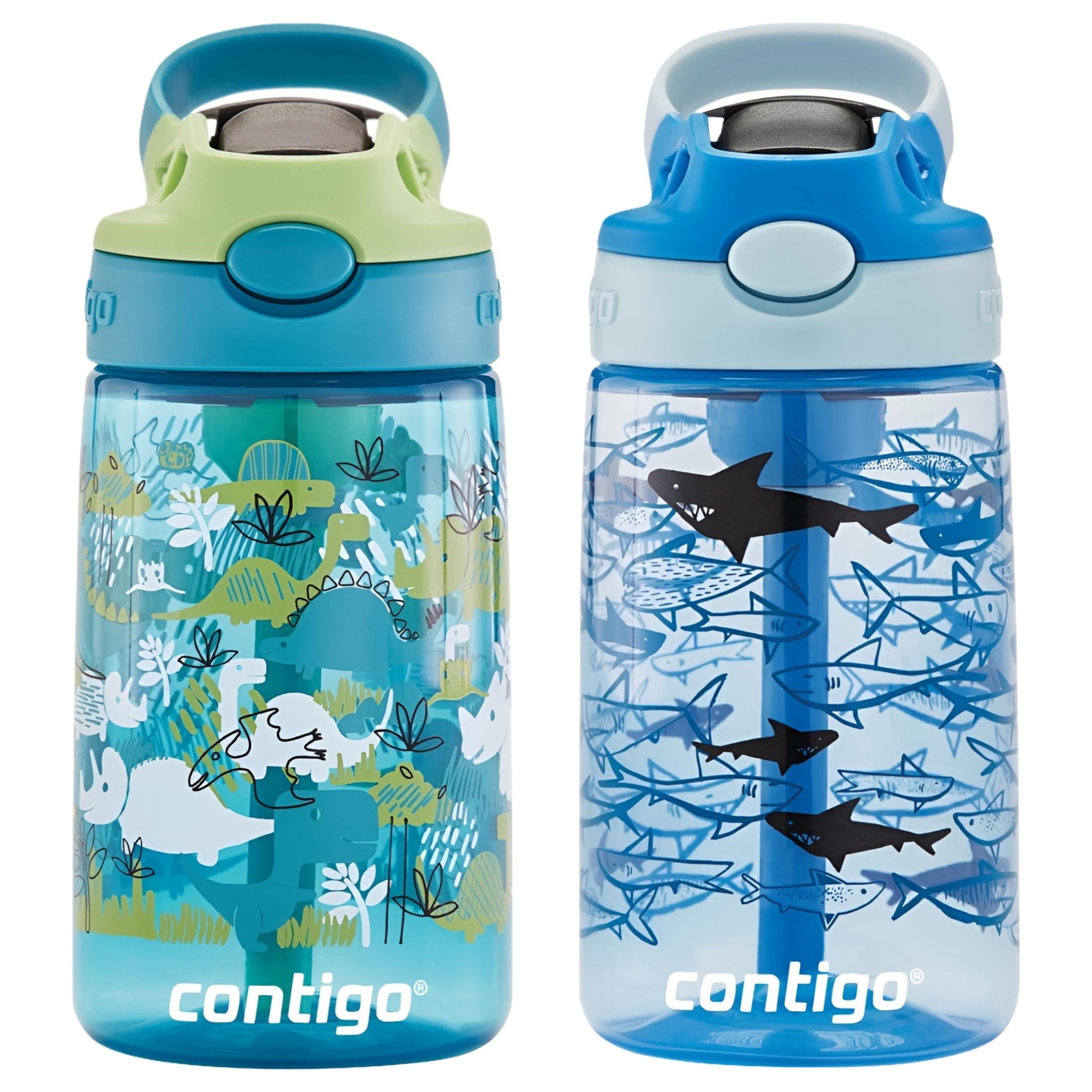 Contigo Kids 2-Pack Straw Water Bottle, 14 oz - Dinos/Sharks M57Q