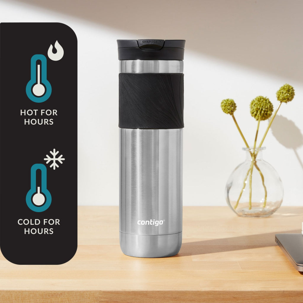 Contigo Byron 2.0 Stainless Steel Travel Mug with SNAPSEAL Lid and Grip in Black, 24 fl oz. M02L