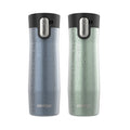 Contigo AUTOSEAL West Loop Vacuum-Insulated Stainless Steel Travel Mug with Easy-Clean Lid, 20 oz, Crystal Lakeside &amp; Crystal Agave, 2-Pack M09A