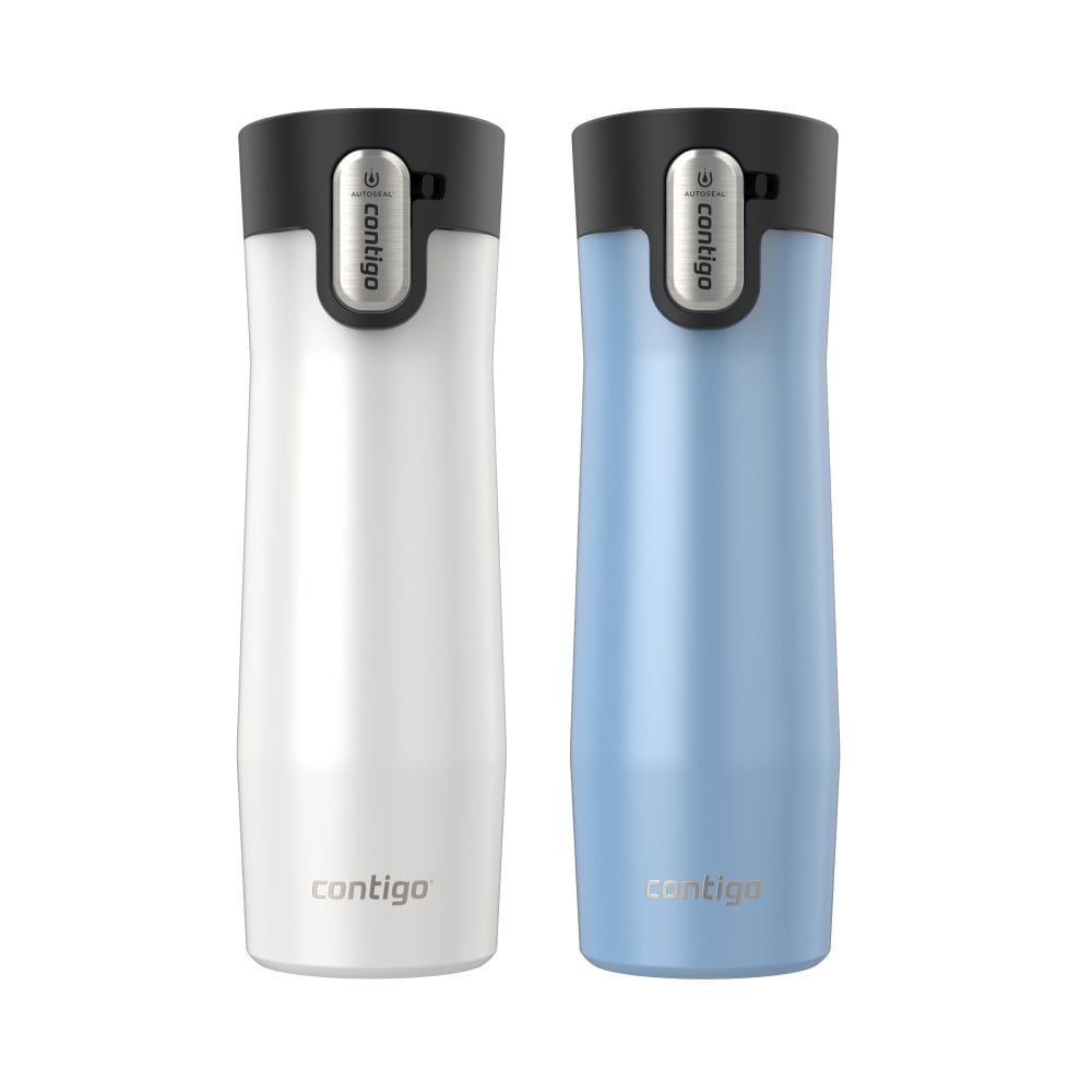 Contigo AUTOSEAL West Loop Vacuum-Insulated Stainless Steel Travel Mug with Easy-Clean Lid, 20 oz, Crystal Lakeside &amp; Crystal Agave, 2-Pack M09A
