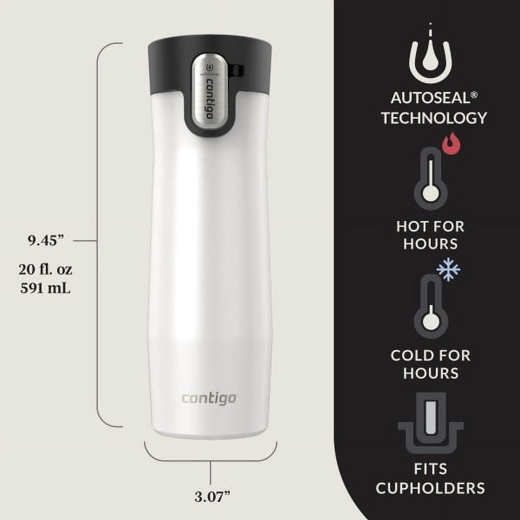 Contigo AUTOSEAL West Loop Vacuum-Insulated Stainless Steel Travel Mug with Easy-Clean Lid, 20 oz, Crystal Lakeside &amp; Crystal Agave, 2-Pack M09A