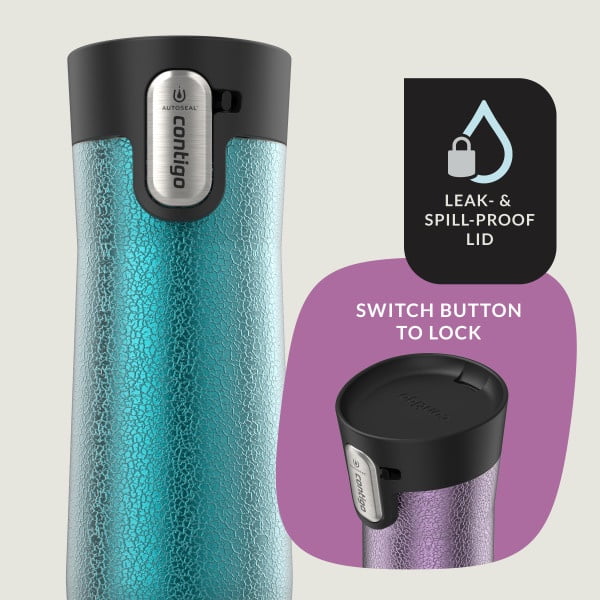 Contigo AUTOSEAL West Loop Vacuum-Insulated Stainless Steel Travel Mug with Easy-Clean Lid, 20 oz, Crystal Lakeside &amp; Crystal Agave, 2-Pack M09A