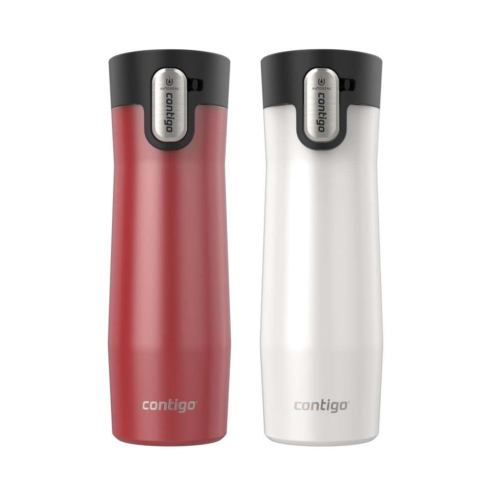 Contigo AUTOSEAL West Loop Vacuum-Insulated Stainless Steel Travel Mug with Easy-Clean Lid, 20 oz, Crystal Lakeside &amp; Crystal Agave, 2-Pack M09A