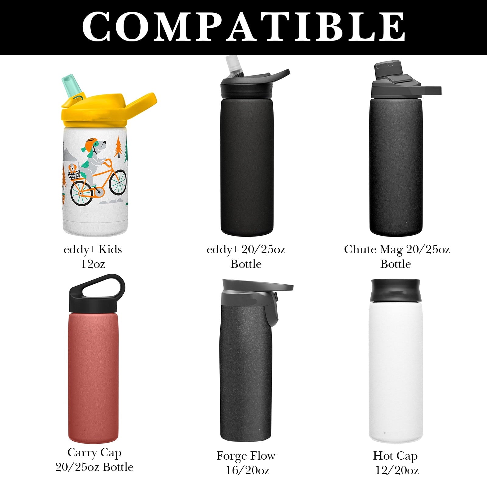 Linkidea 6 Pack Water Bottle Bottom Pad Compatible with CamelBak eddy+ Steel Bottle 20/25oz, Chute Mag Bottle, Silicone Anti-Slip Waterbottle Base Silencer Rubber Protector M391C