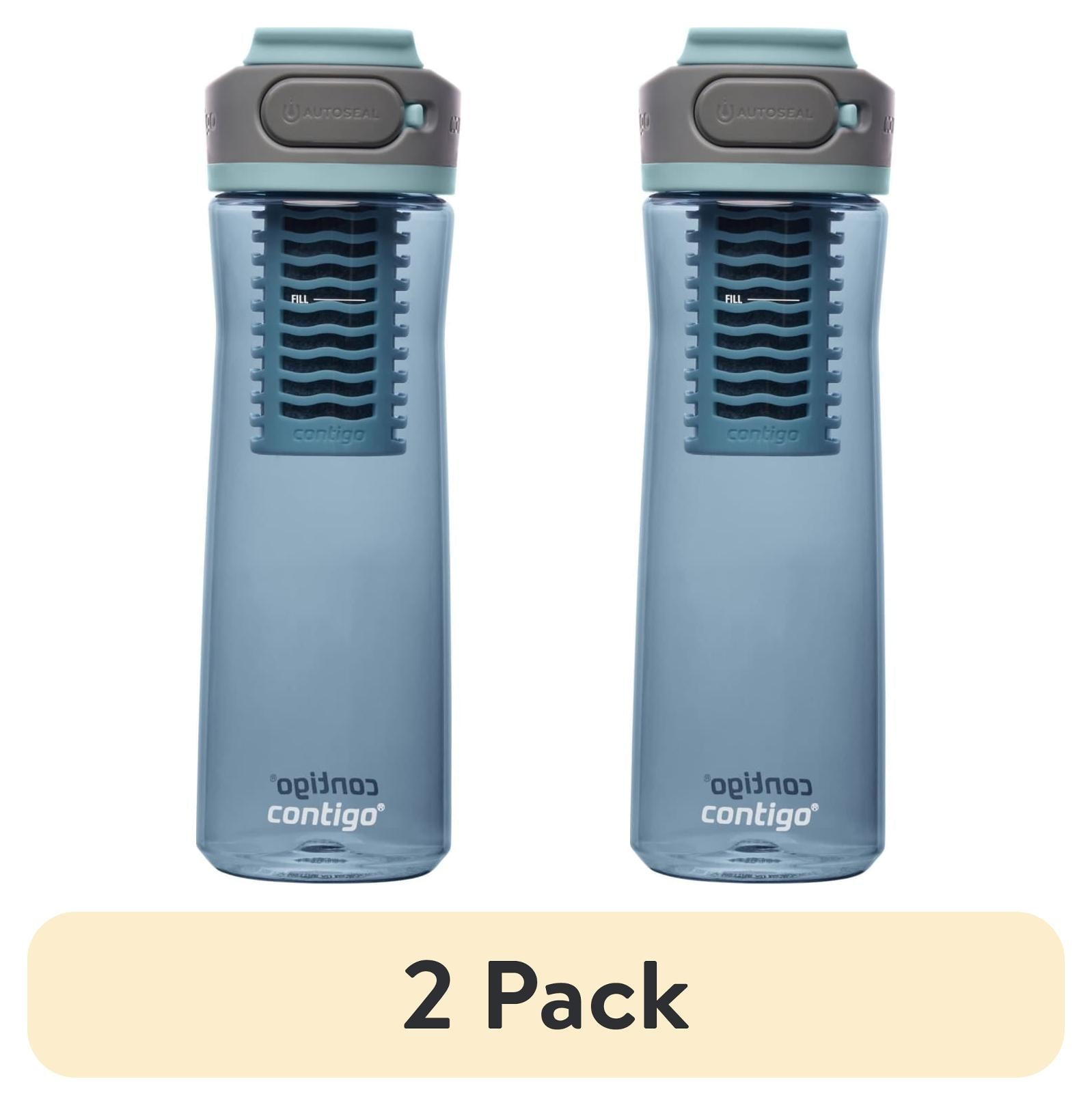(2 pack) Contigo Clybourn Plastic FreeFlow Filter Water Bottle with AUTOSEAL Lid 24 oz., Dark Ice, with Replacable Filter M62Q