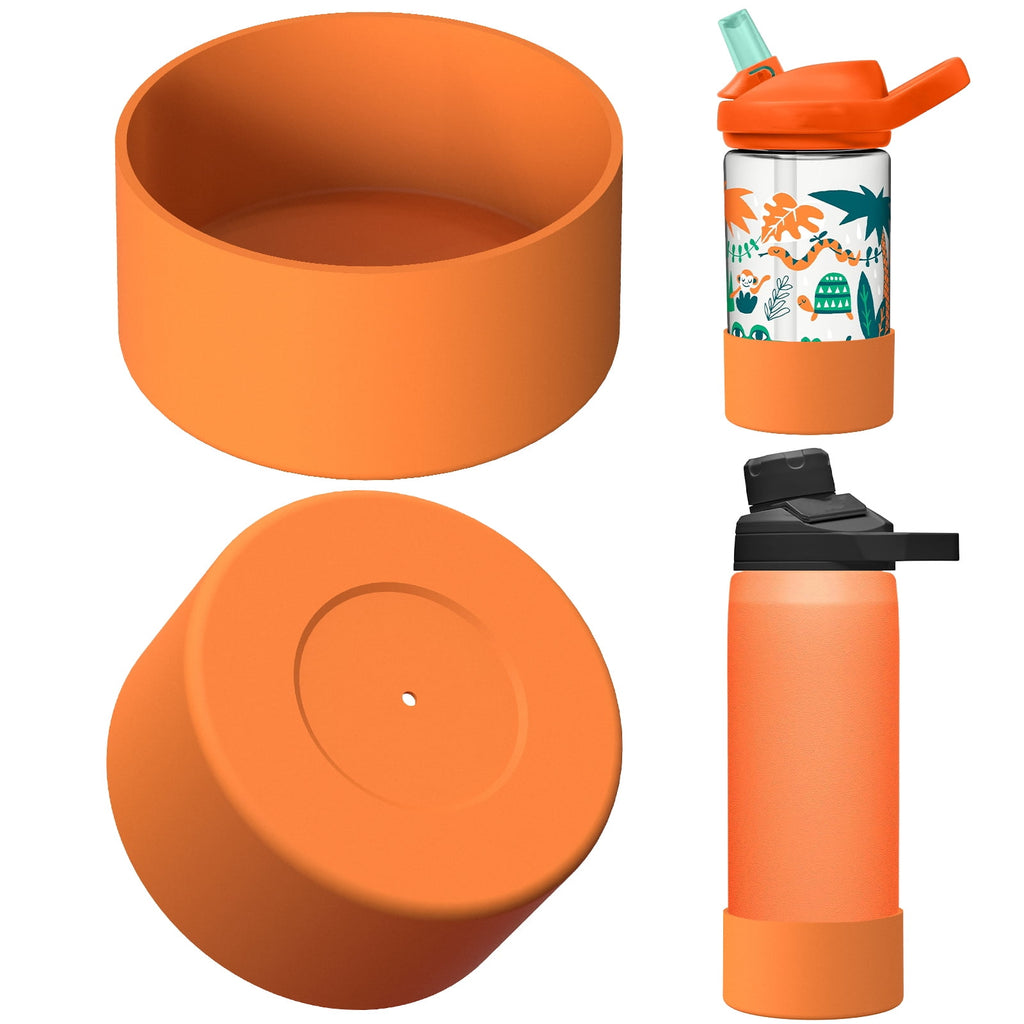 Linkidea 2 Pack Water Bottle Boot Compatible with CamelBak Eddy+20oz/25oz, Chute Mag 20oz/25oz, Carry Cap, Silicone Anti-Slip Bottle Bottom Bumper Protector (Orange) M387Y