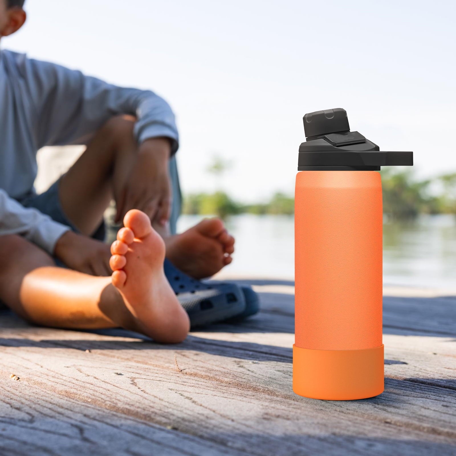 Linkidea 2 Pack Water Bottle Boot Compatible with CamelBak Eddy+20oz/25oz, Chute Mag 20oz/25oz, Carry Cap, Silicone Anti-Slip Bottle Bottom Bumper Protector (Orange) M387Y
