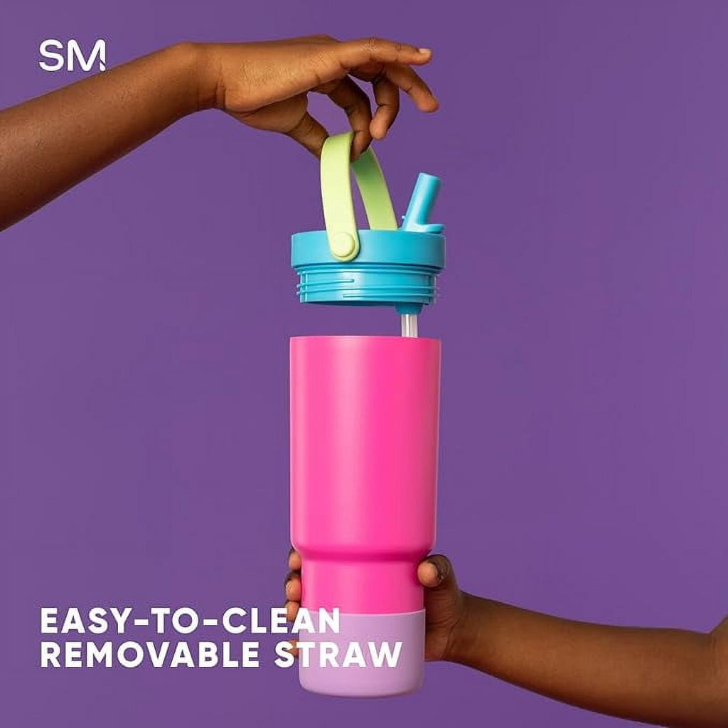 Simple Modern 24 fl oz Insulated Stainless Steel Trek Pivot Tumbler with Straw Lid and Top Handle|Seaside Blue M397T