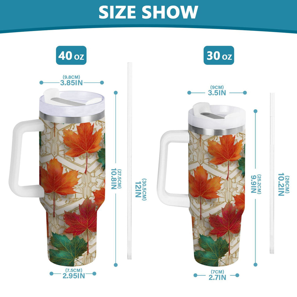 30 oz Insulated Stainless Steel Tumbler Double Wall Stainless Steel Tumbler with 2-Way Drinking Green and Red Maple Leaves M565P