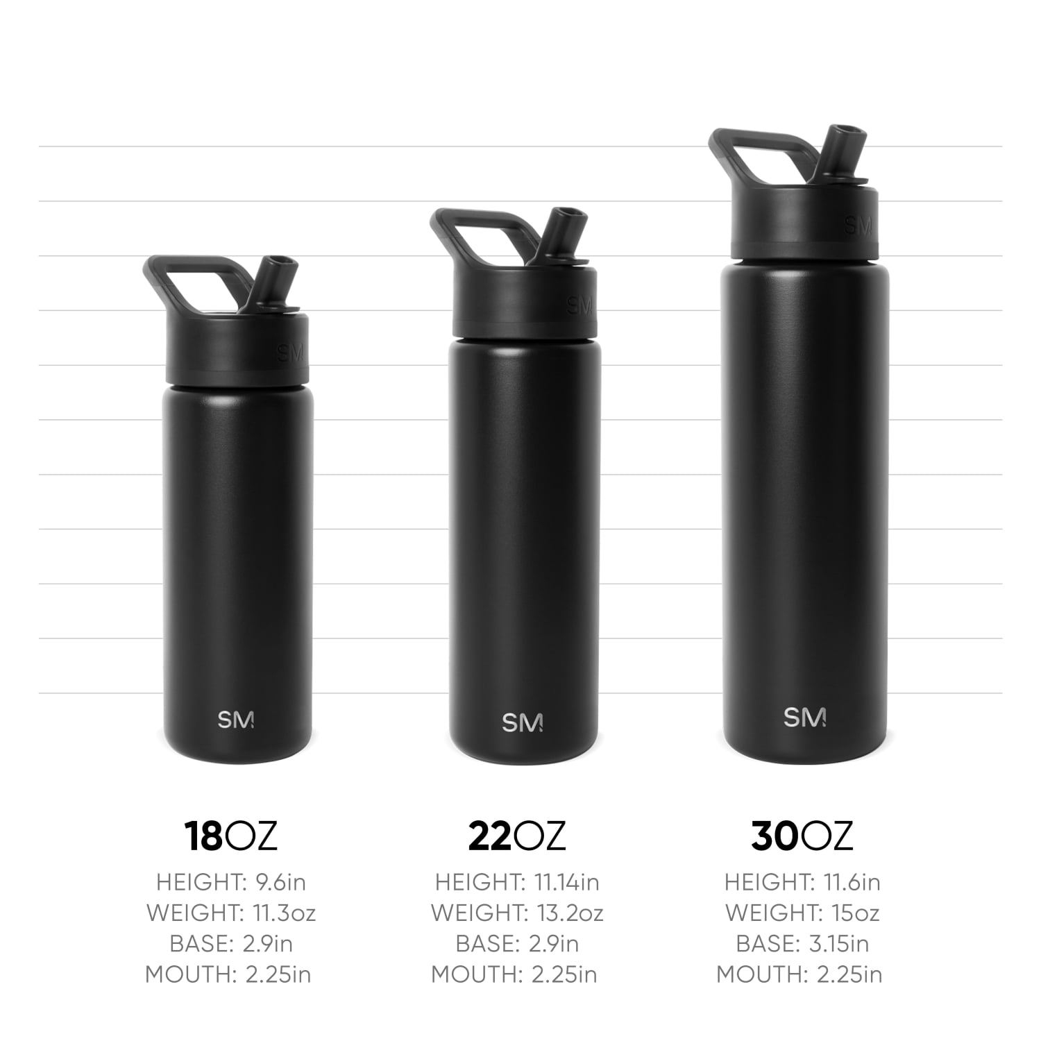 Simple Modern 18 fl oz Insulated Stainless Steel Summit Wide Mouth Water Bottle with Handle and Straw Lid|Black and White Checkmate M398P