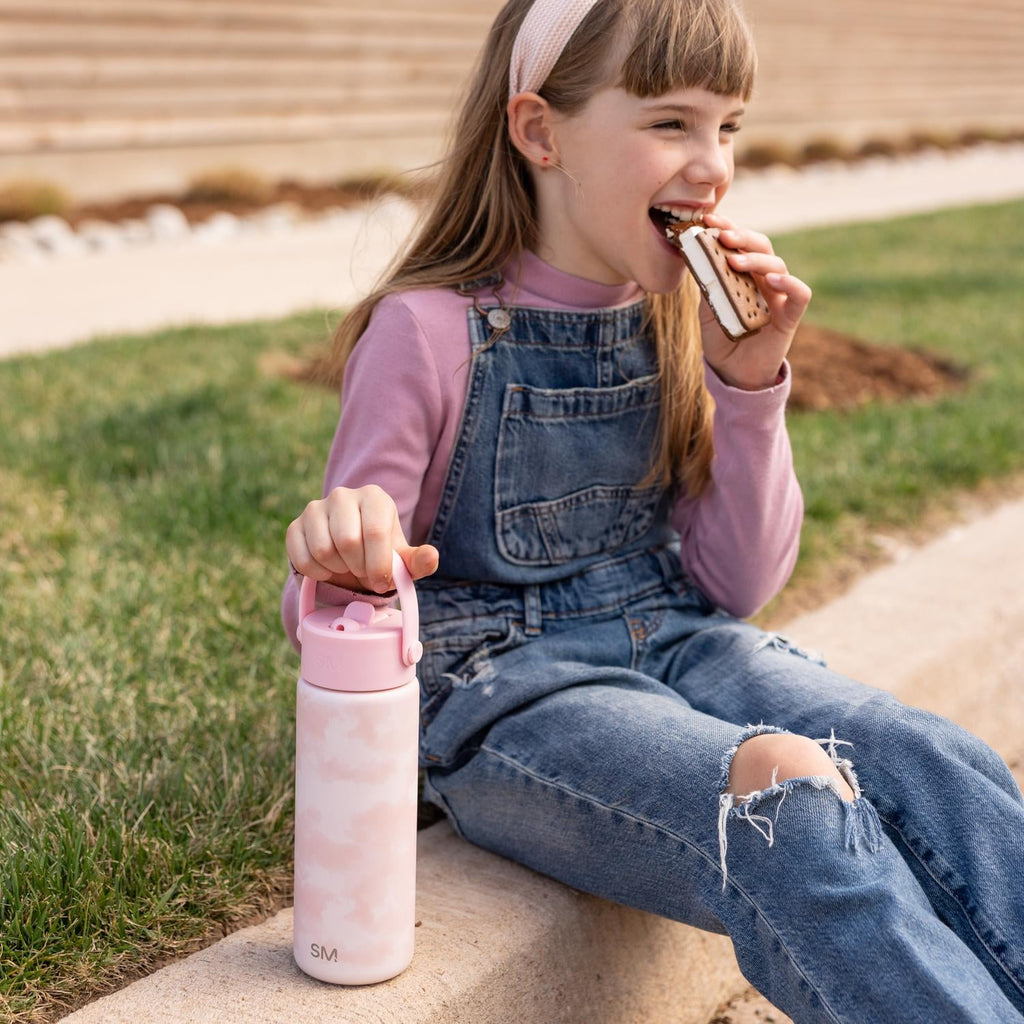 Simple Modern 18 fl oz Insulated Stainless Steel Summit Wide Mouth Water Bottle with Handle and Straw Lid|Black and White Checkmate M398P