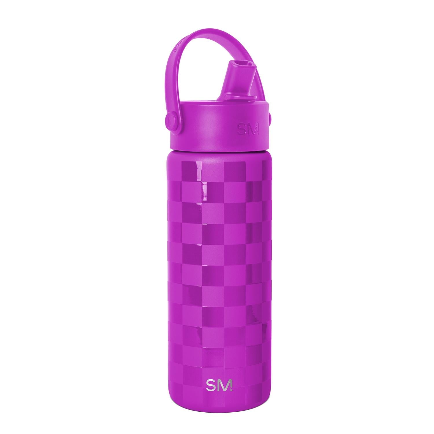 Simple Modern 18 fl oz Insulated Stainless Steel Summit Wide Mouth Water Bottle with Handle and Straw Lid|Black and White Checkmate M398P