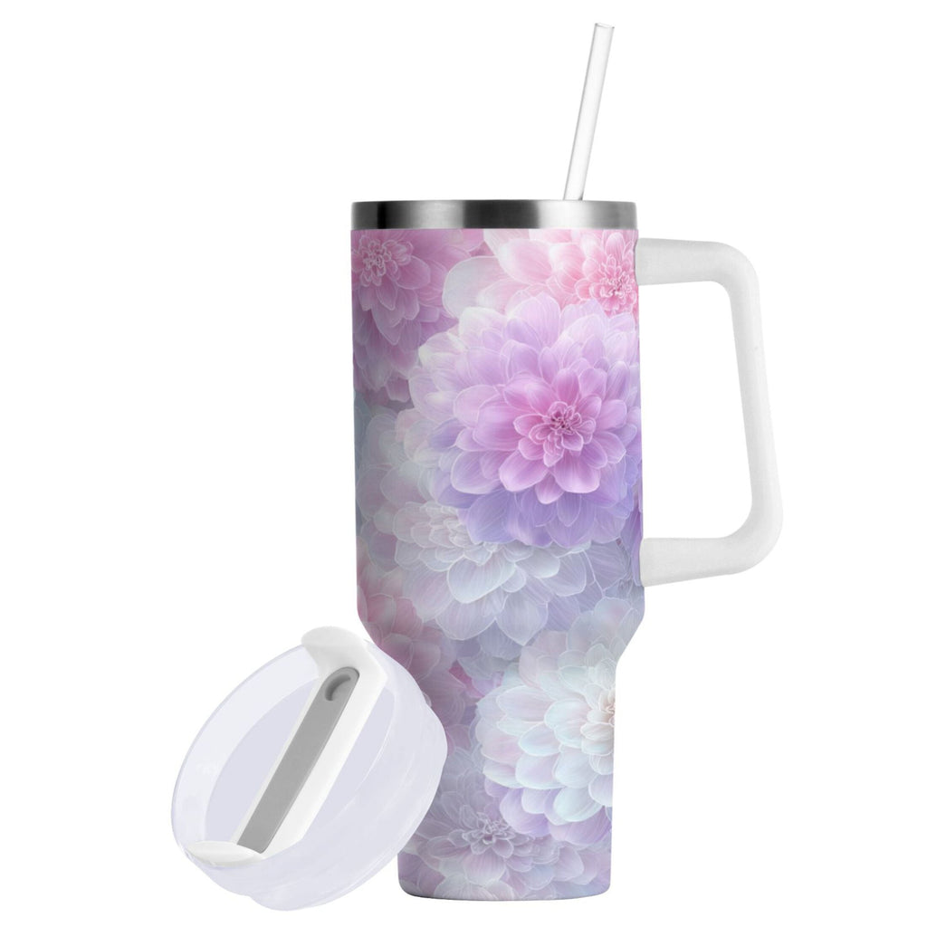 30 oz Insulated Stainless Steel Tumbler Double Wall Stainless Steel Tumbler with 2-Way Drinking Cute Pastel Watercolor Floral M578Q