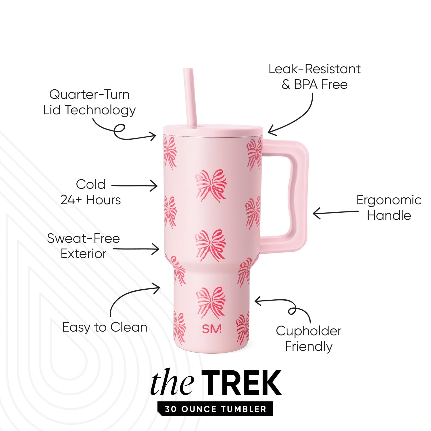 Simple Modern 30 fl oz Insulated Stainless Steel Trek Tumbler with Straw Lid | Seaglass Sage and Cream Checkmate M690P