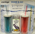 Contigo Shake &amp; Go Plastic Tumblers - Set of 3 (Pink Blue &amp; Clear) M121V