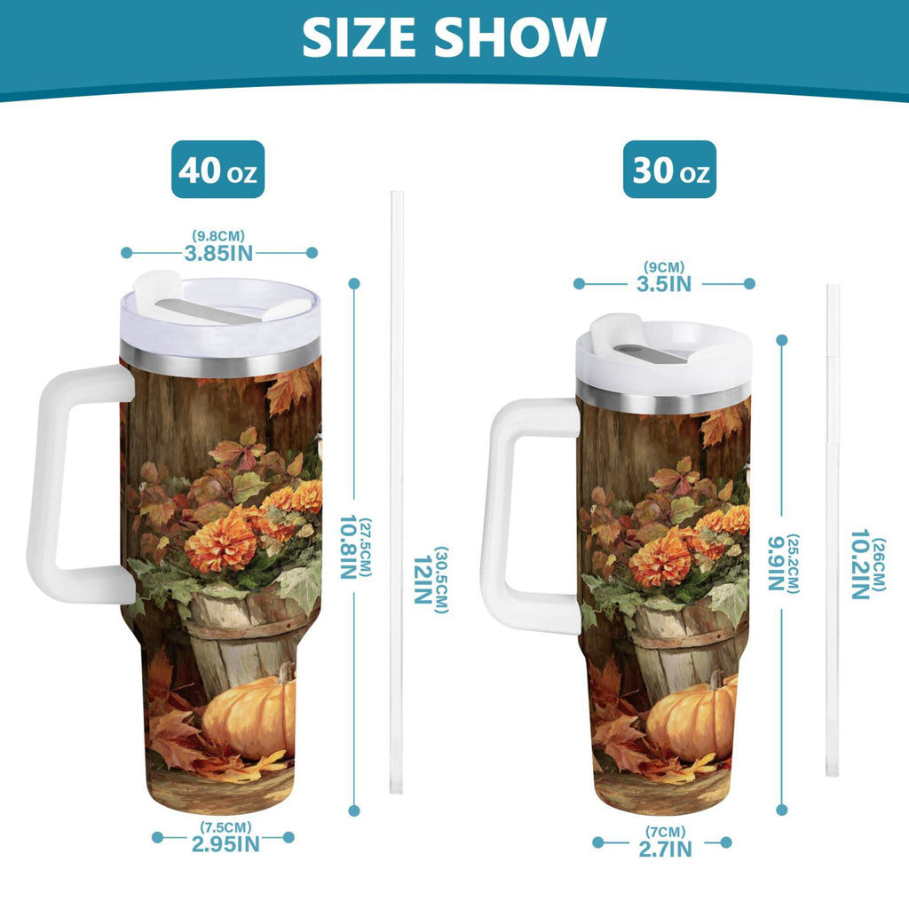 30 oz Insulated Stainless Steel Tumbler Double Wall Stainless Steel Tumbler with 2-Way Drinking Beautiful Fall Scene M610K