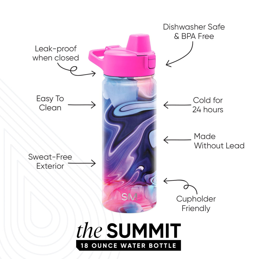 Simple Modern 18 fl oz Insulated Stainless Steel Summit Water Bottle with Covered Silicone Straw Lid | Dreamcicle M401B