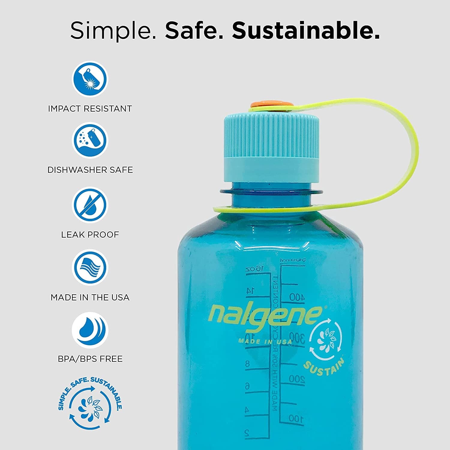 Nalgene Sustain 16 oz. Narrow Mouth Water Bottle - Cornflower Blue M141L