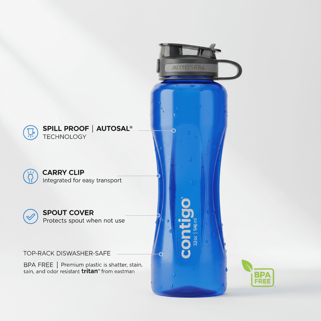 Contigo 32oz AutoSeal Fit Water Bottle 2-Pack Sangria Juniper New Damaged Box M74Y