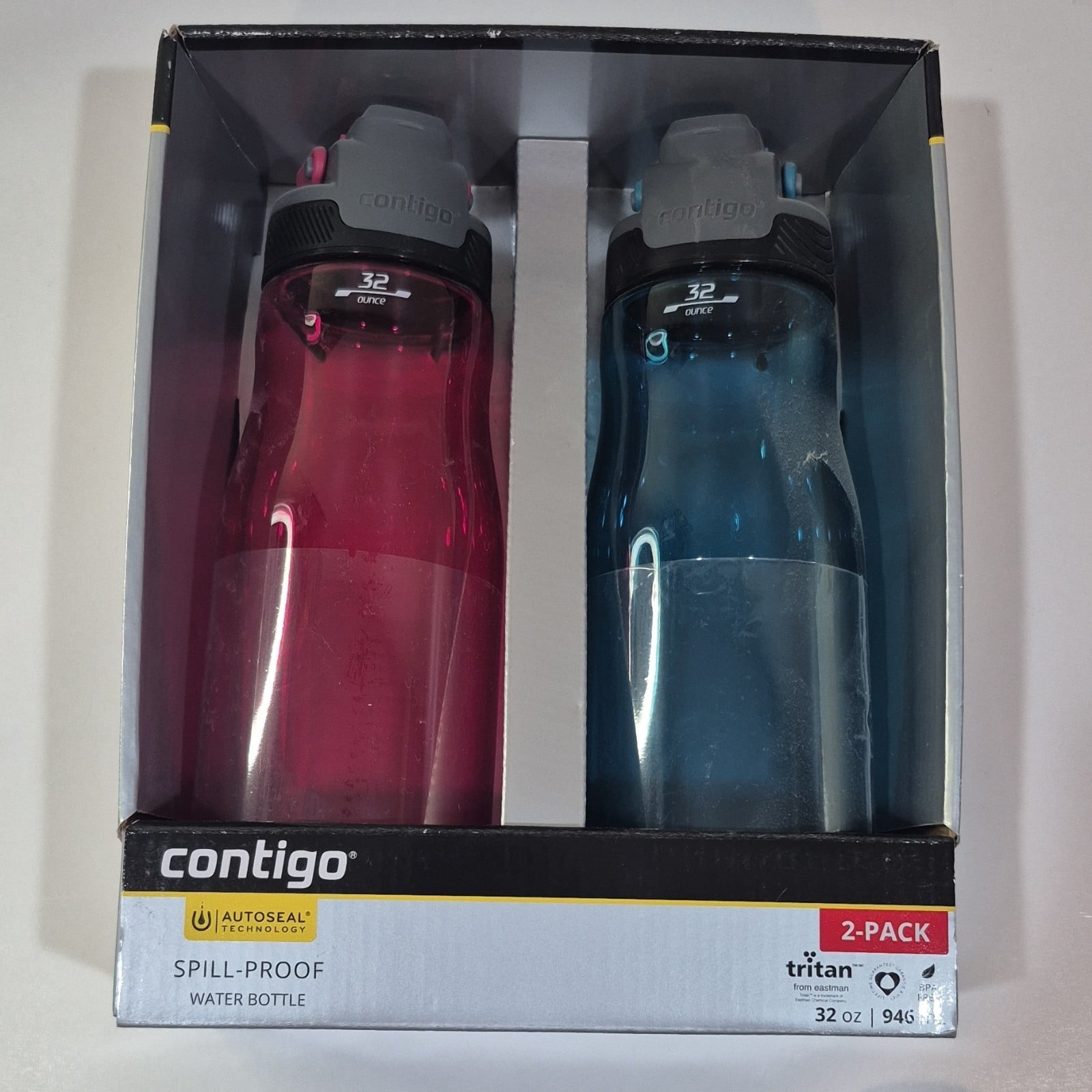 Contigo 32oz AutoSeal Fit Water Bottle 2-Pack Sangria Juniper New Damaged Box M74Y