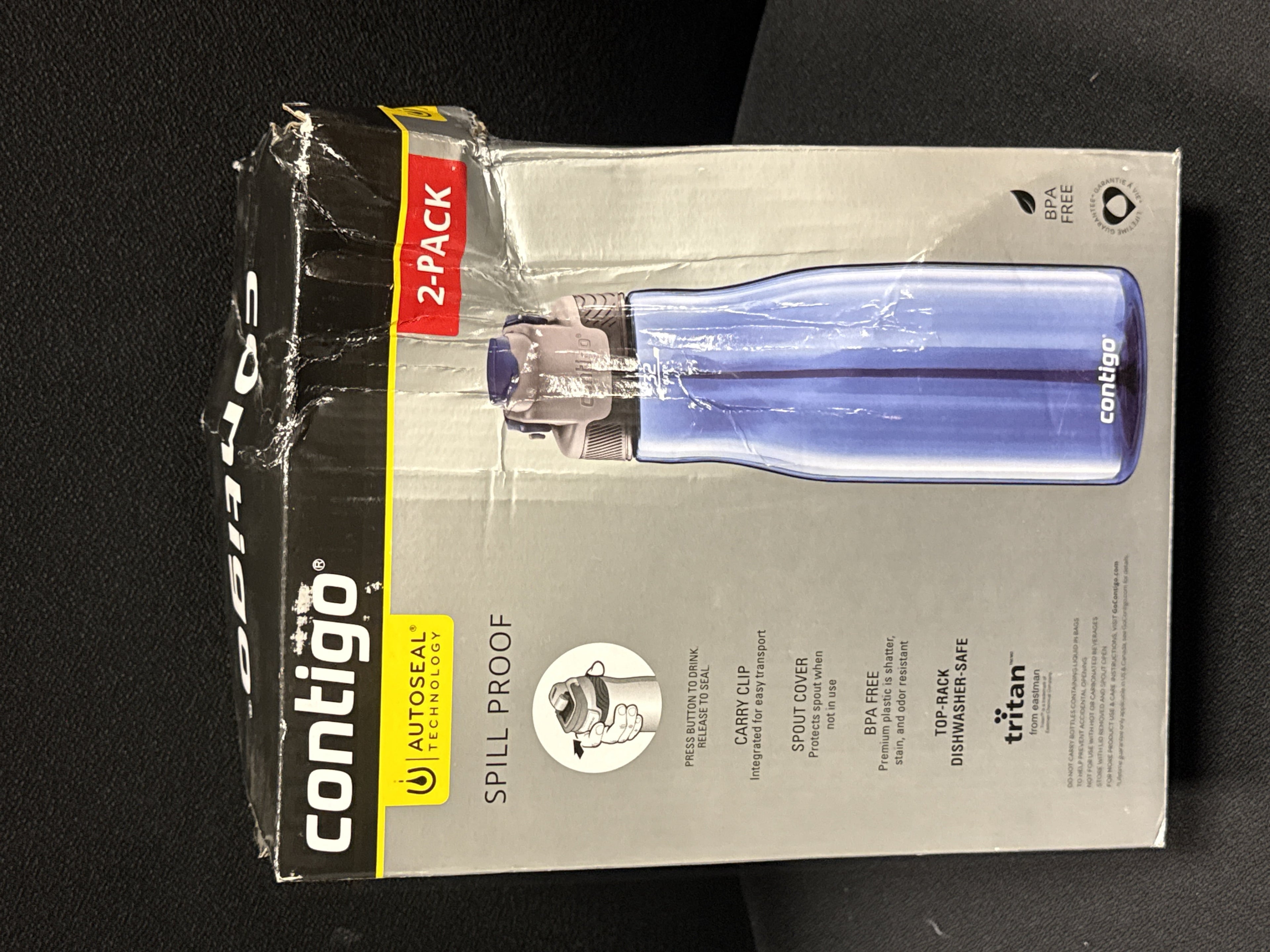 Contigo 32oz AutoSeal Fit Water Bottle 2-Pack Sangria Juniper New Damaged Box M74Y