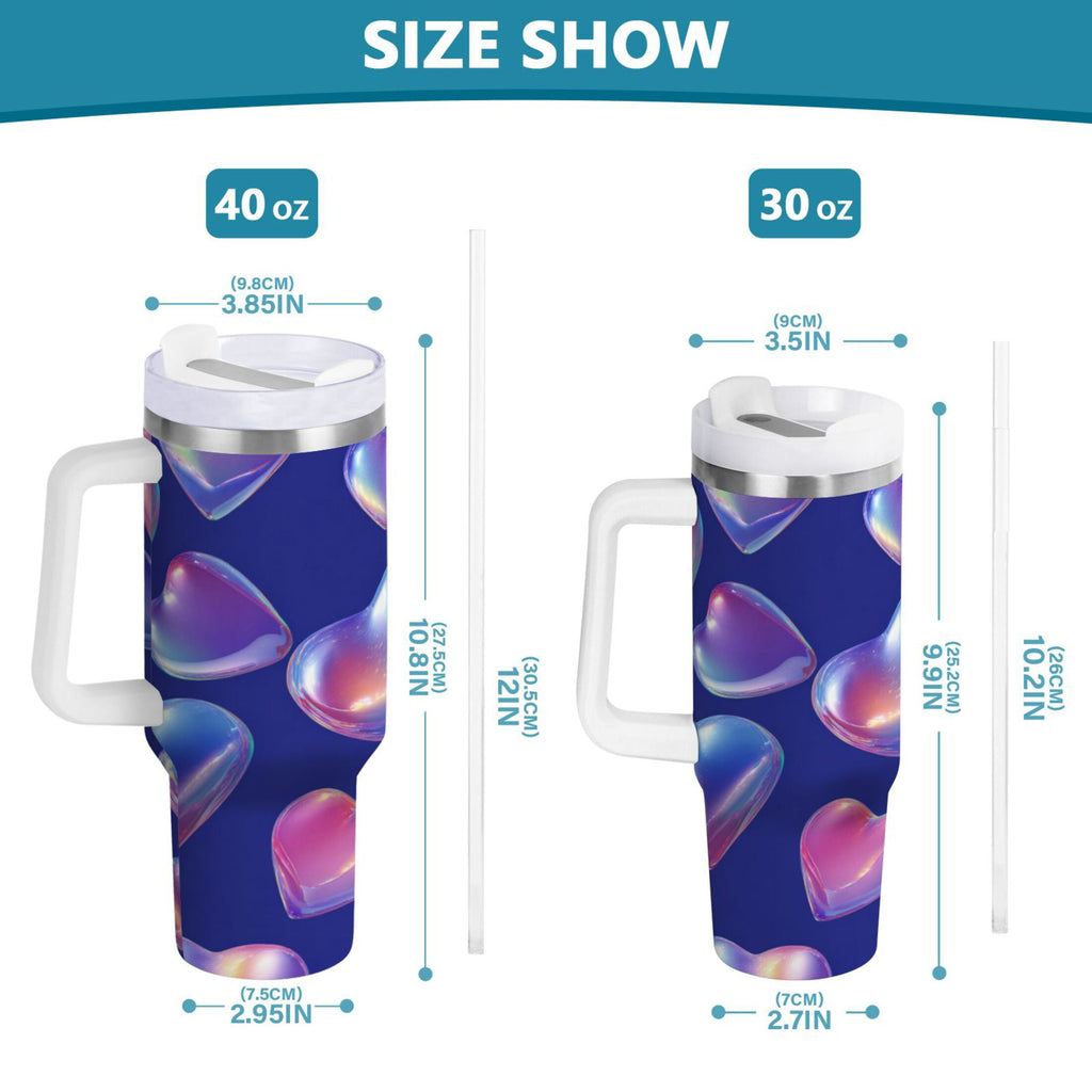 30 oz Insulated Stainless Steel Tumbler Double Wall Stainless Steel Tumbler with 2-Way Drinking Pink-purple Hearts M508V
