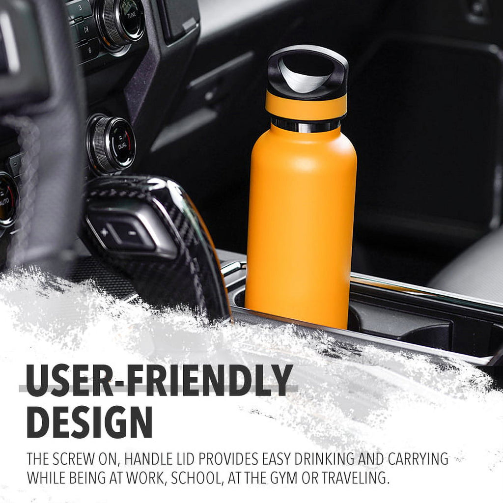 LIFE'S EASY 20 oz. Sports Insulated Water Bottle with Lid. Stainless Steel Vacuum Double Wall Thermo for Modern Hot and Cold Drinks, Simple Metal Hydro Canteen for Travel Men and Women (White) M417M