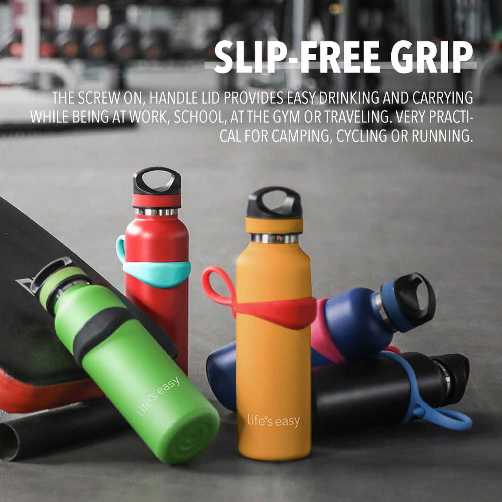 LIFE'S EASY 20 oz. Sports Insulated Water Bottle with Lid. Stainless Steel Vacuum Double Wall Thermo for Modern Hot and Cold Drinks, Simple Metal Hydro Canteen for Travel Men and Women (White) M417M