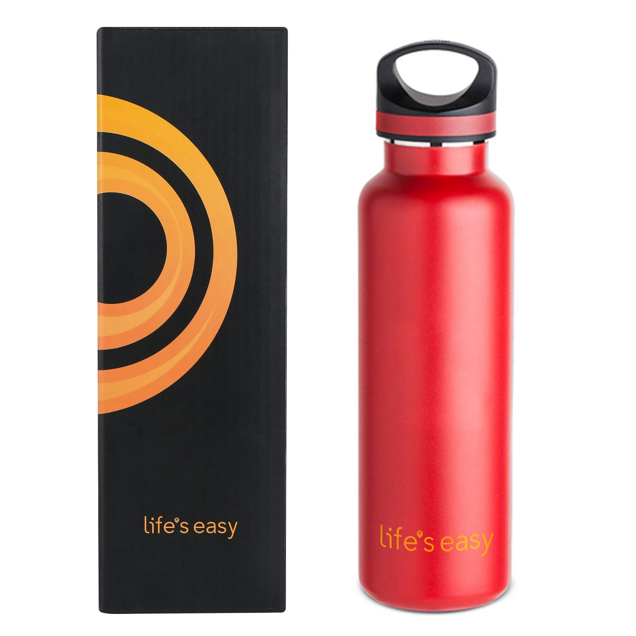 LIFE'S EASY 20 oz. Sports Insulated Water Bottle with Lid. Stainless Steel Vacuum Double Wall Thermo for Modern Hot and Cold Drinks, Simple Metal Hydro Canteen for Travel Men and Women (White) M417M