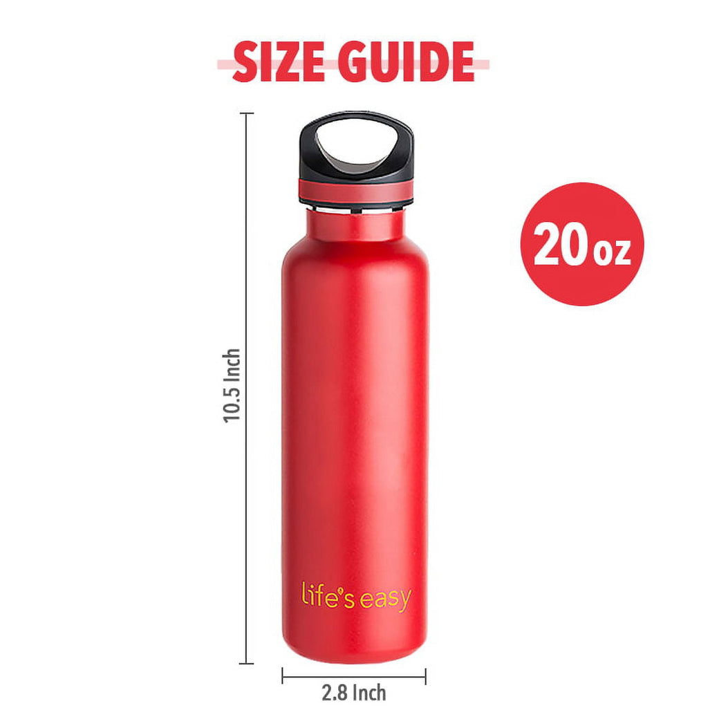 LIFE'S EASY 20 oz. Sports Insulated Water Bottle with Lid. Stainless Steel Vacuum Double Wall Thermo for Modern Hot and Cold Drinks, Simple Metal Hydro Canteen for Travel Men and Women (White) M417M